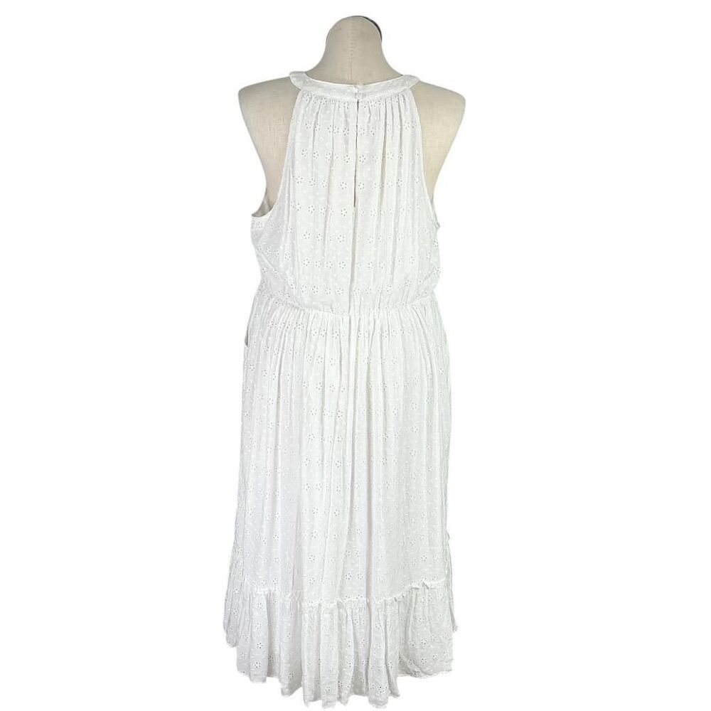 Torrid Halter Midi Dress Women 2X White Voile Eyelet Ruffle Sleeveless - Picture 8 of 12